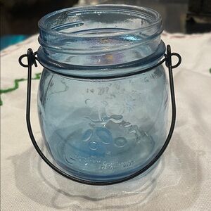 Blue Glass Jar with Handle